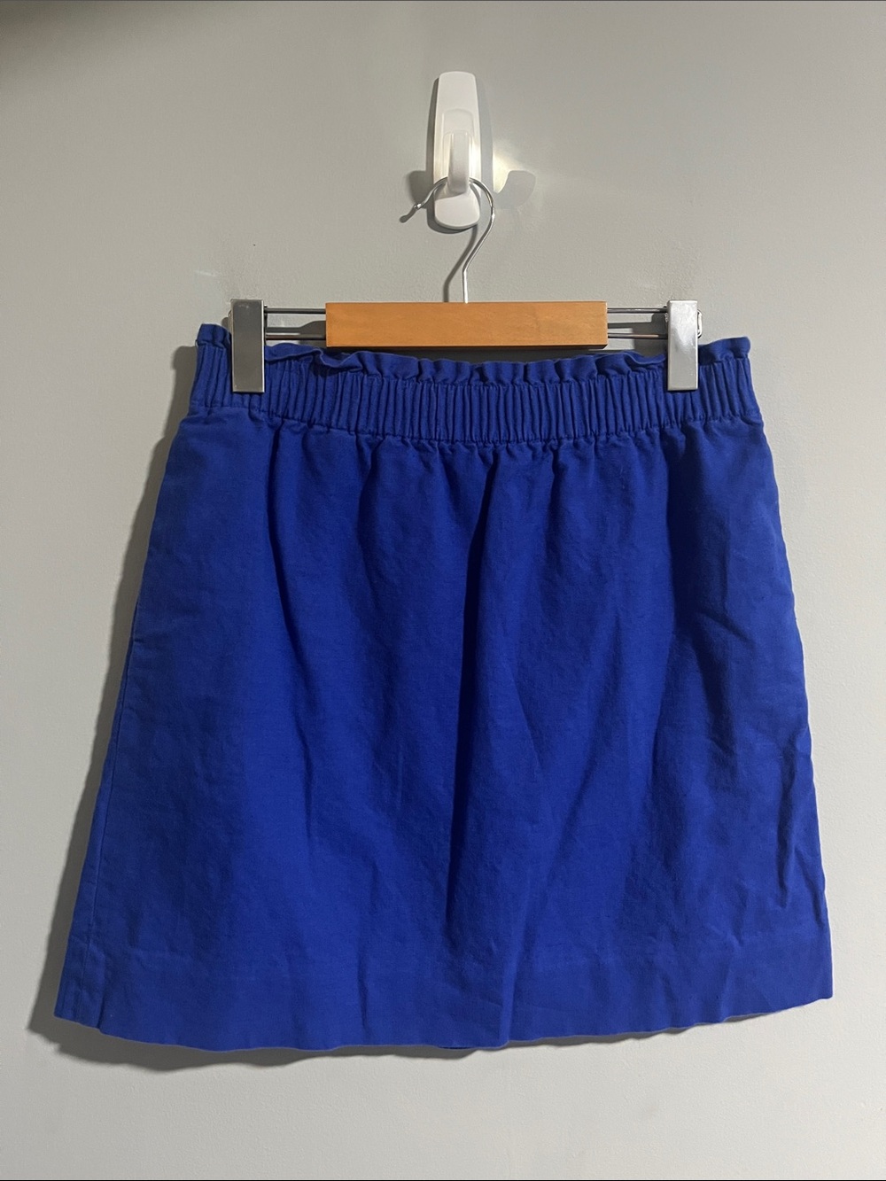 J Crew Factory Royal Blue Linen and Cotton Blend Mini Skirt